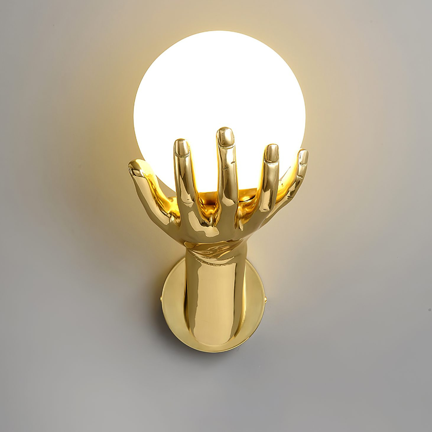 Golden Hand Ball Wall Light