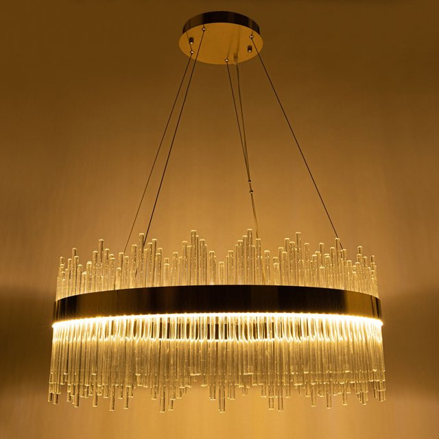 Modern Crystal Chandelier LED Dimmable Gold Pendant Lamp