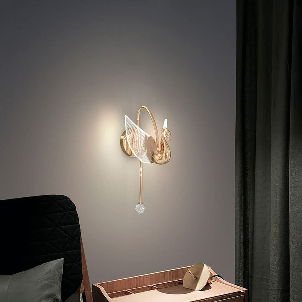 Rose Gold Metal Swan Wall Light